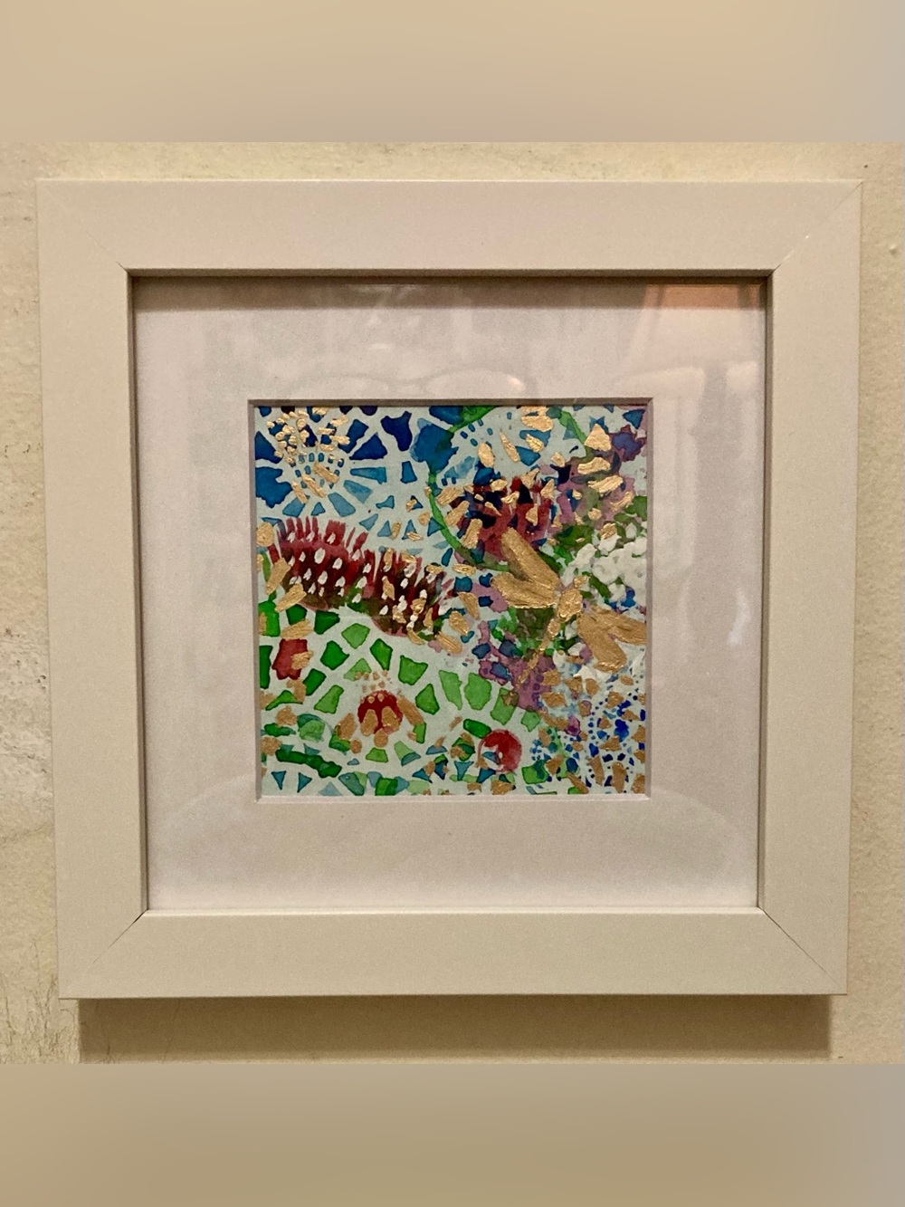Framed Original Watercolor Art “Abstract Dragonfly” Size 7”x7”